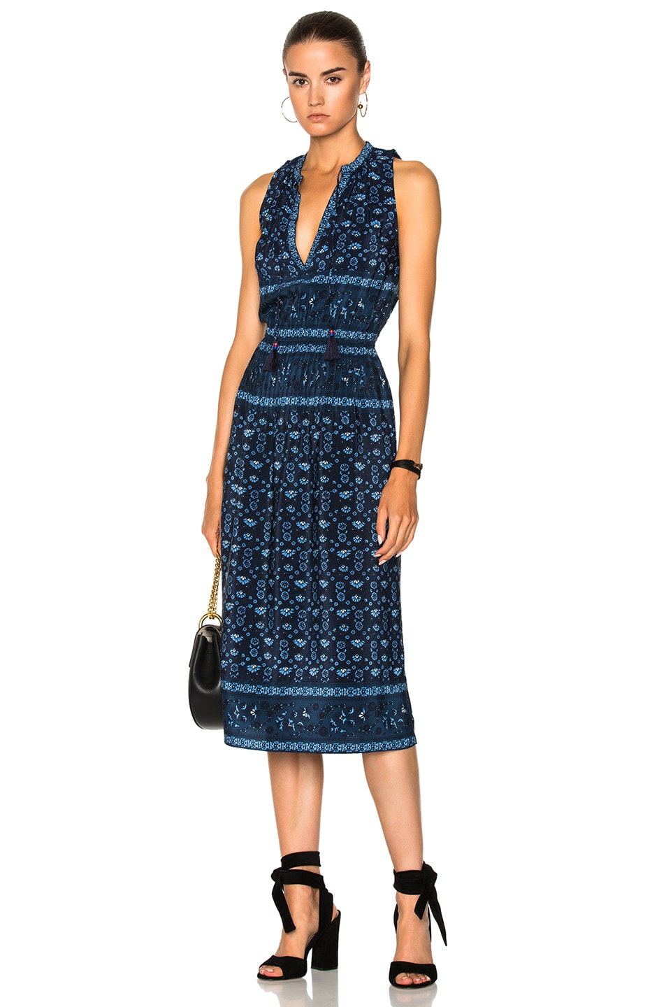 Image 1 of Sea Sleeveless Pintucked Dress in Blue