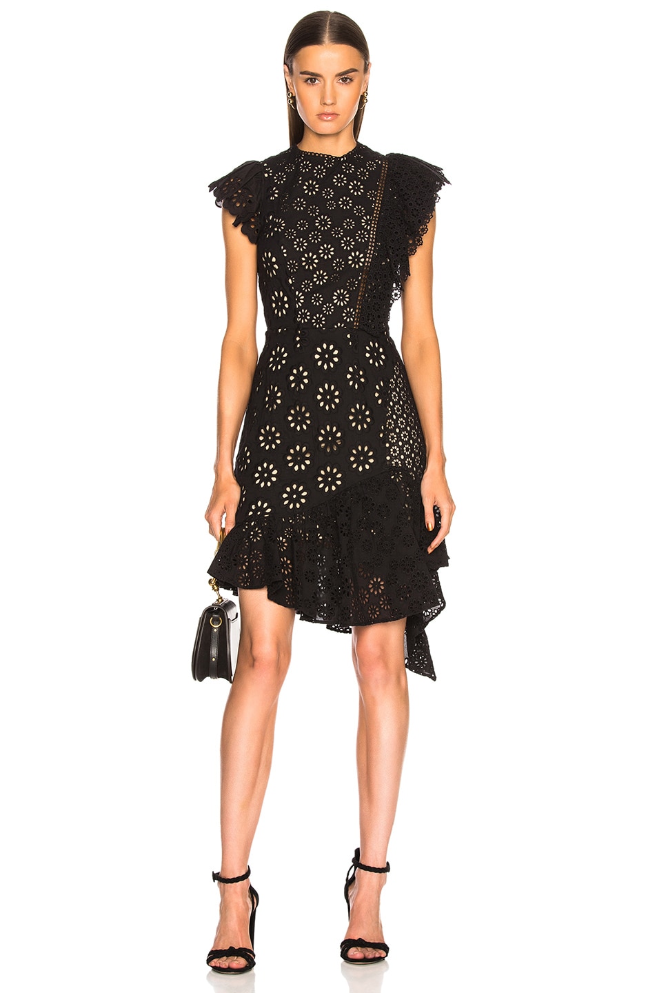 Image 1 of Sea Lace Back Ruffle Dress in Black
