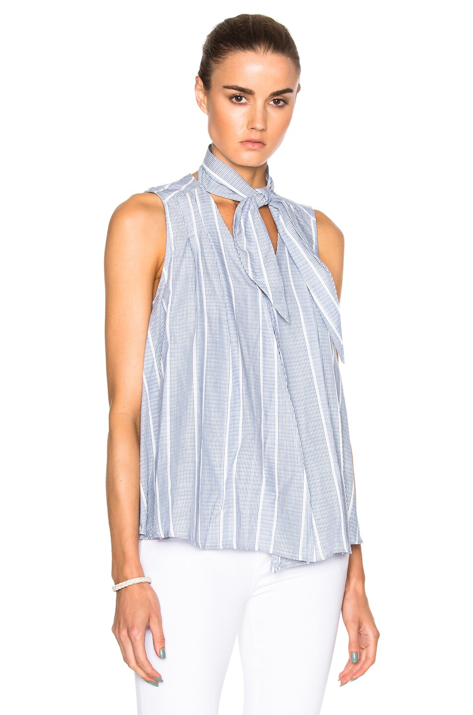Image 1 of Sea Paolo Scarf Top in Blue & White Stripe