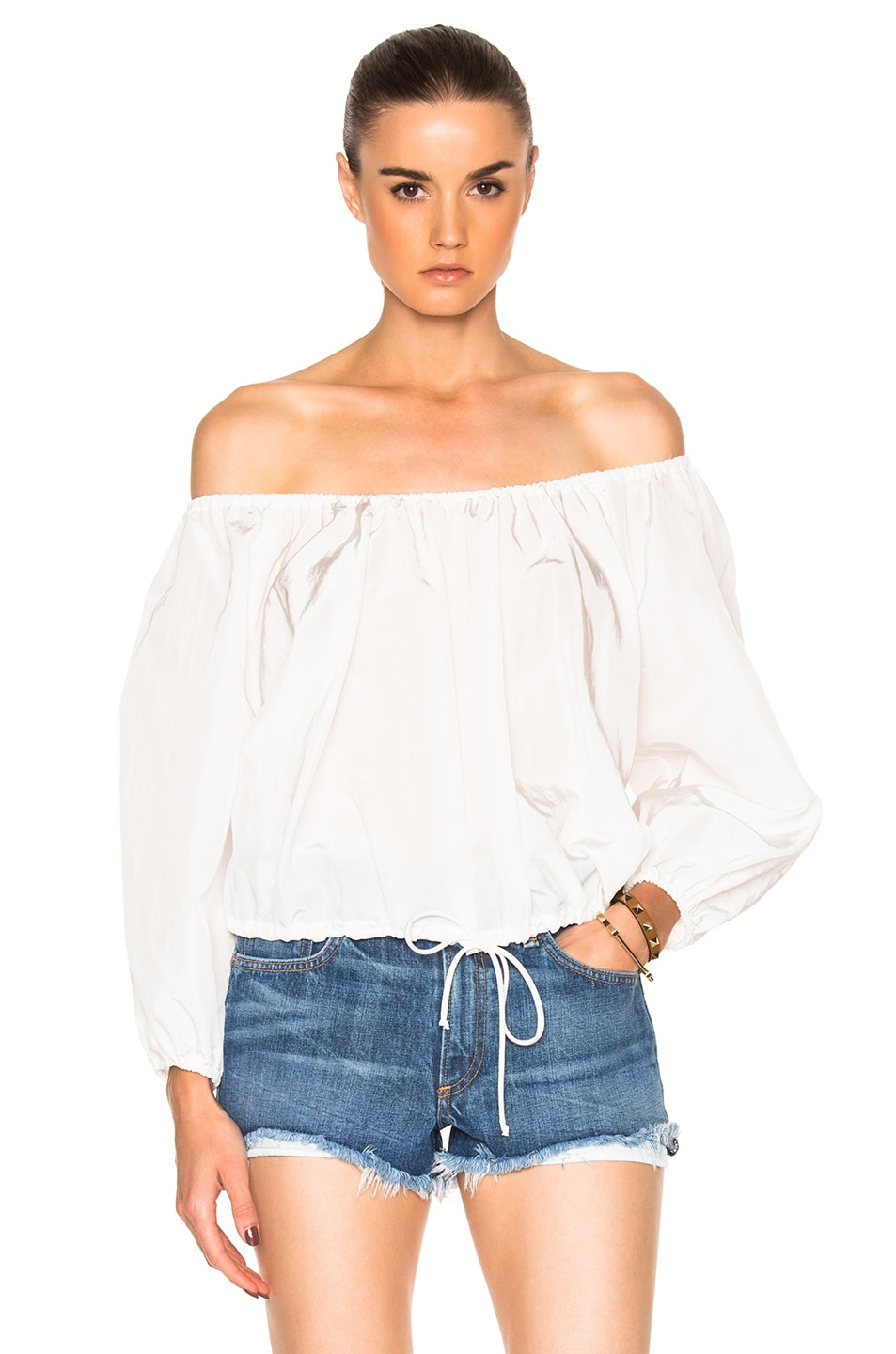 Image 1 of Sea Off the Shoulder Peasant Top in White