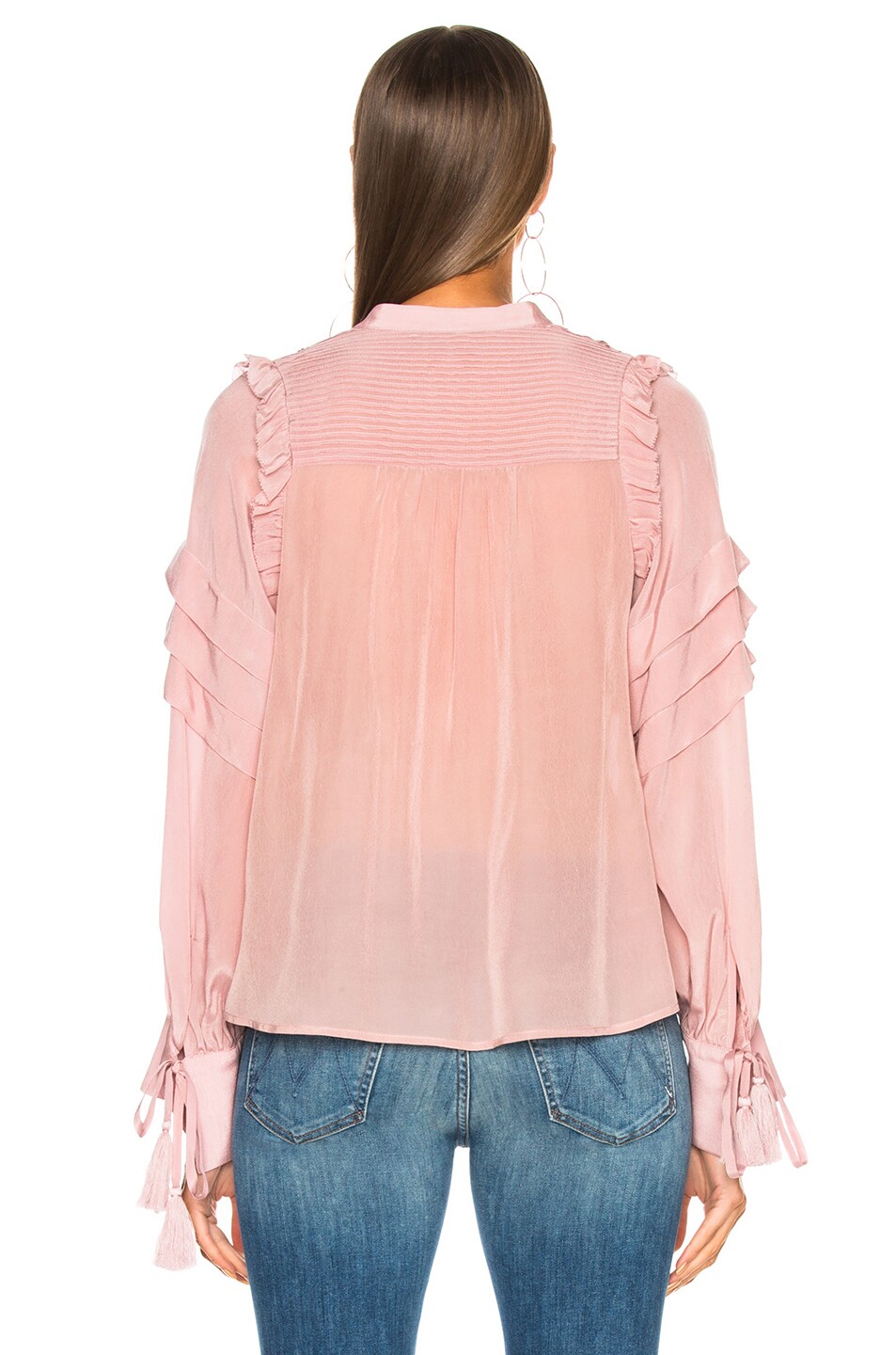 Sea Cecile Long Sleeve Pleat Blouse in Blush | FWRD