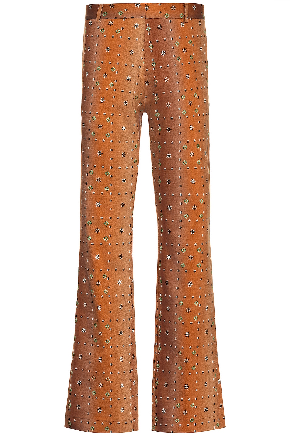 Flared Geometric Pants in Burnt Orange