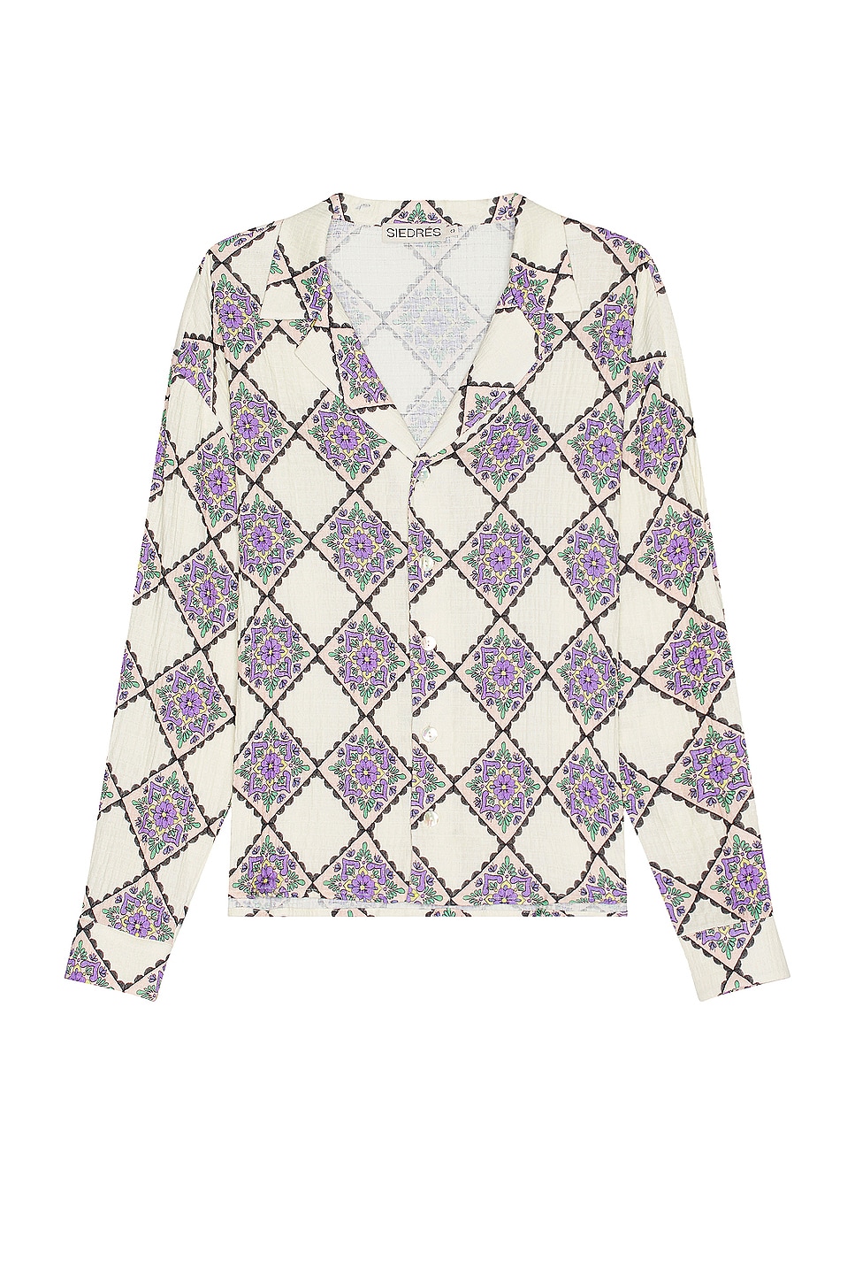 Image 1 of SIEDRES Henry Resort Collar Printed Long Sleeve Shirt in Multi