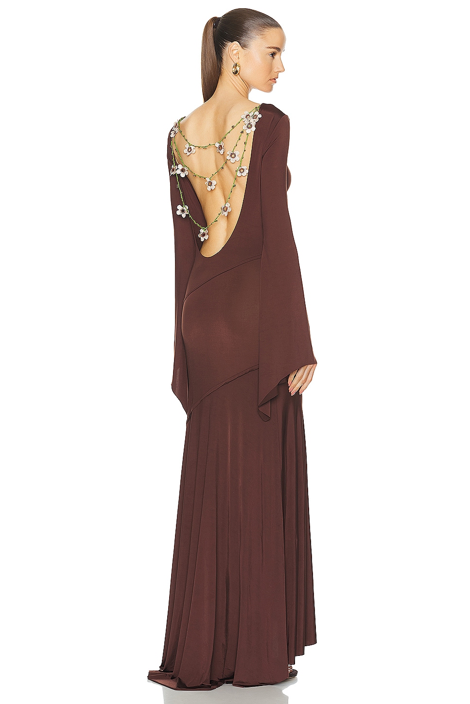Image 1 of SIEDRES Alin Long Sleeve Maxi Dress in Brown