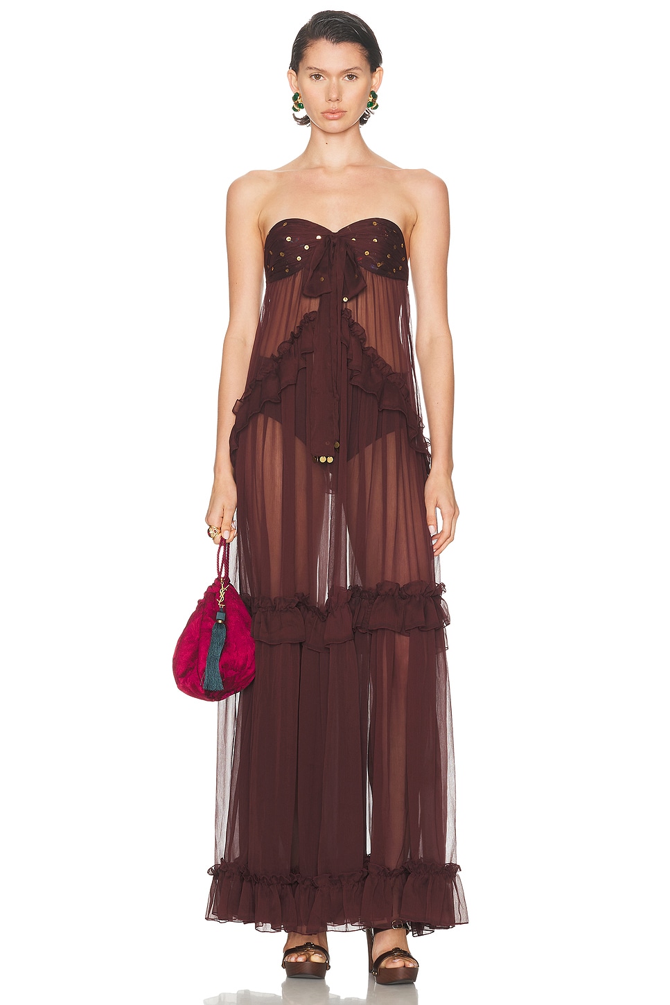 Image 1 of SIEDRES Josiane Dress in Brown