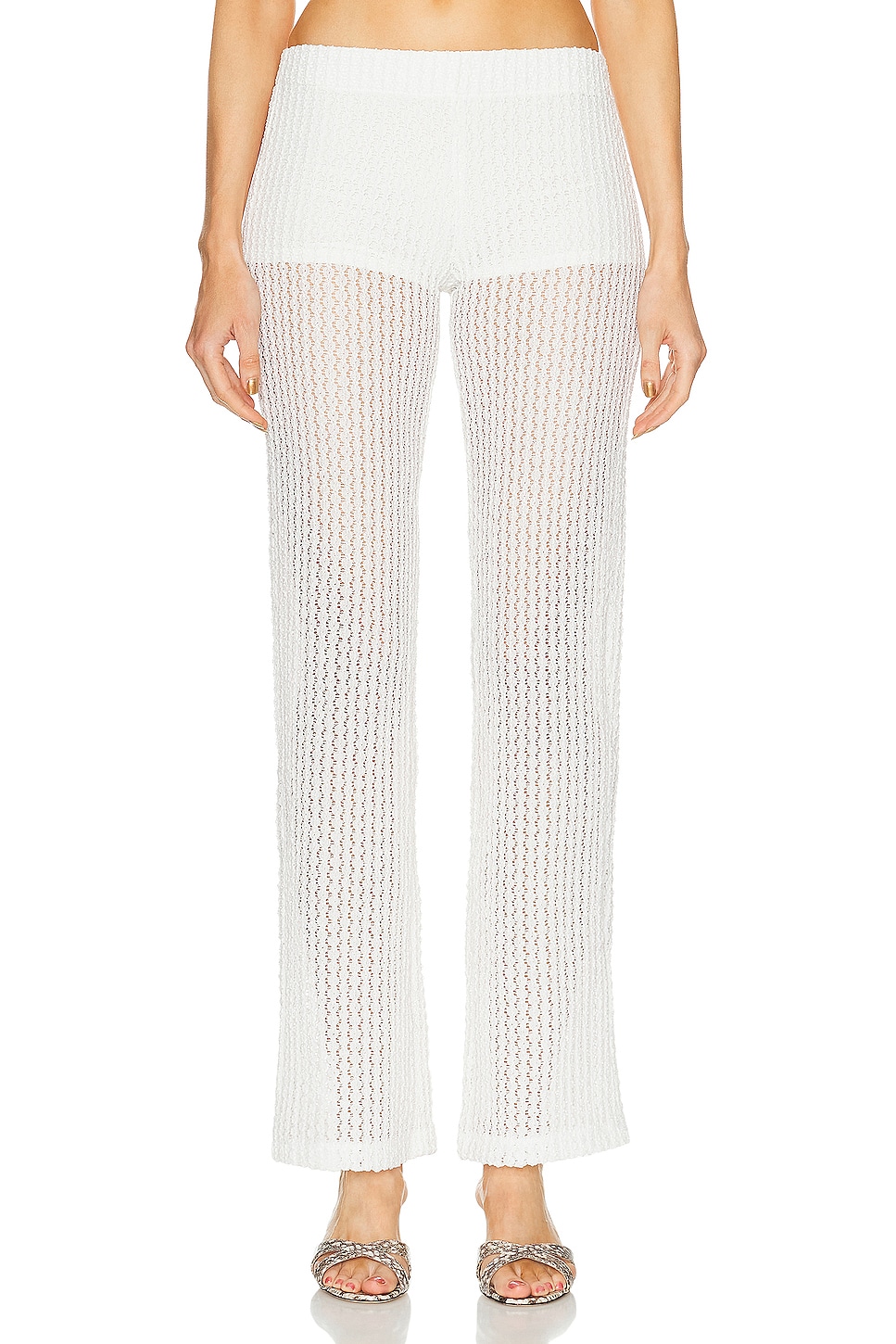Sely Textured Low Rise Pant in White