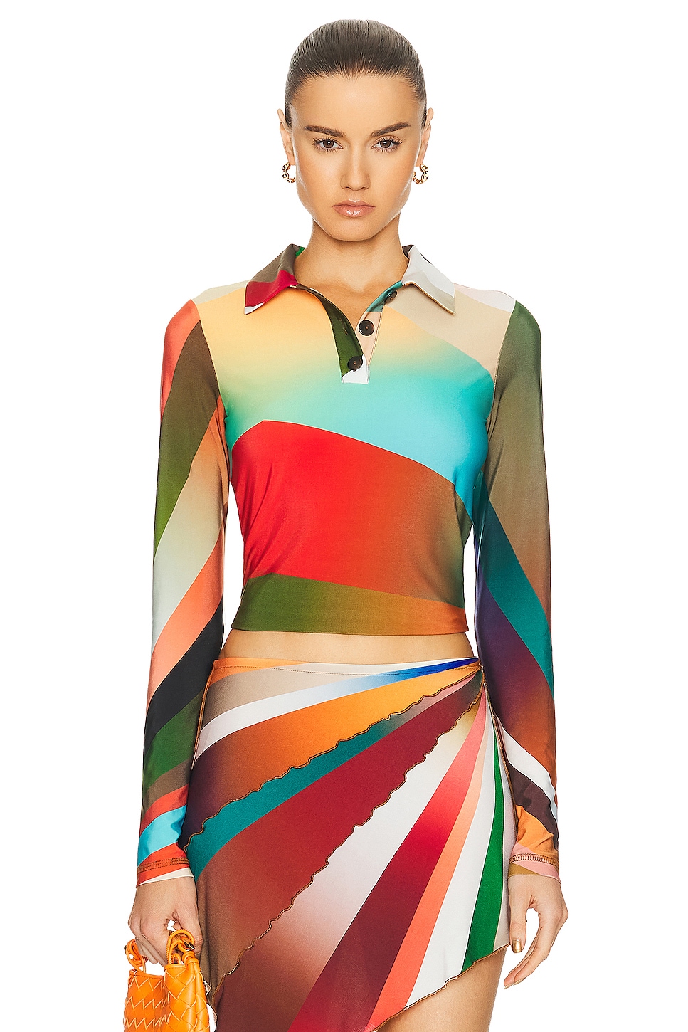 Image 1 of SIEDRES Duo Sun Ray Printed Polo Top in Multi