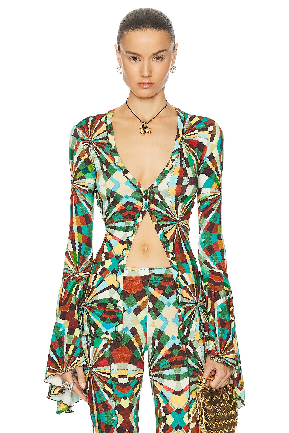 Image 1 of SIEDRES Hailey Fluted Long Sleeve Top in Multi