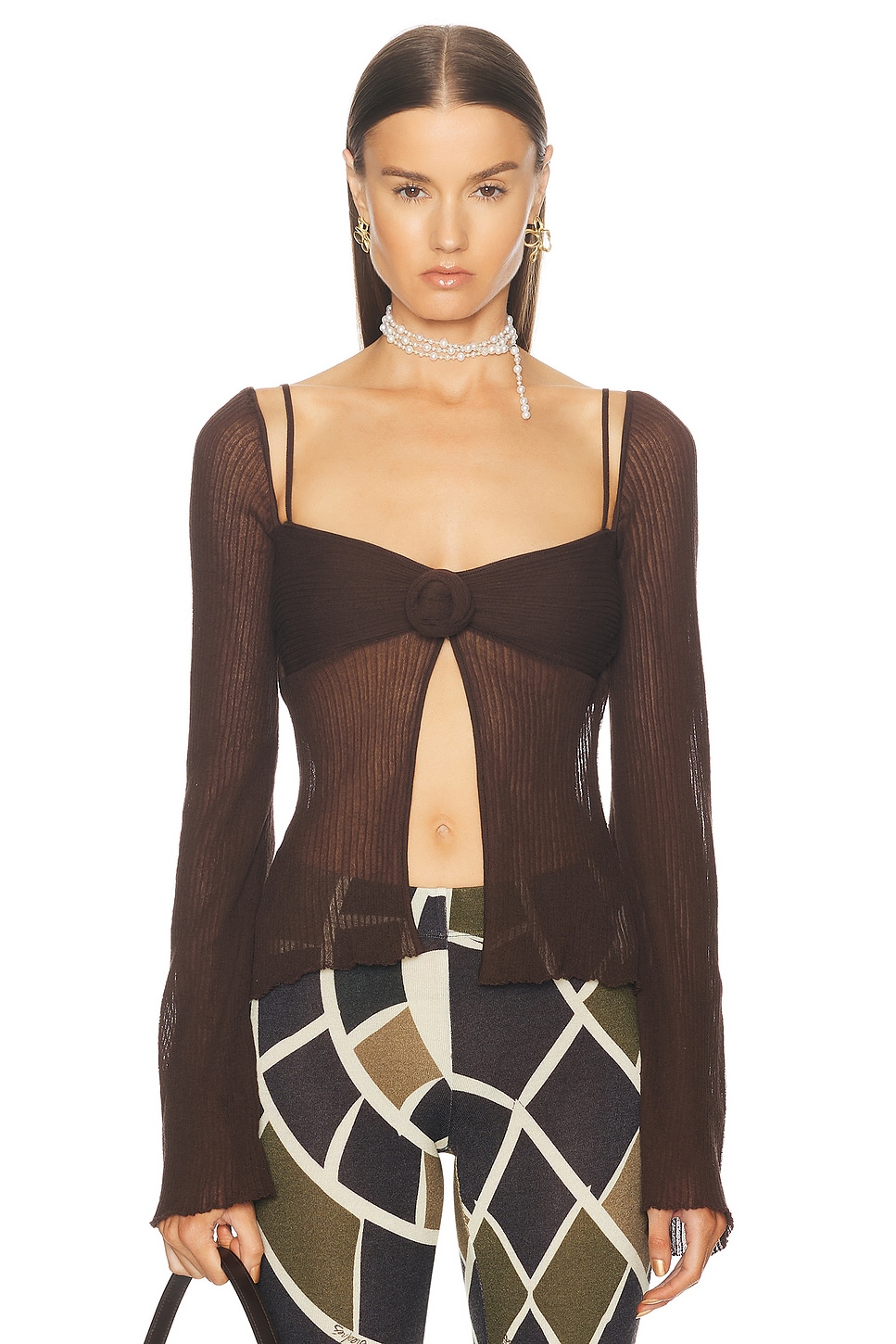 Image 1 of SIEDRES Dens Long Sleeve Top in Brown