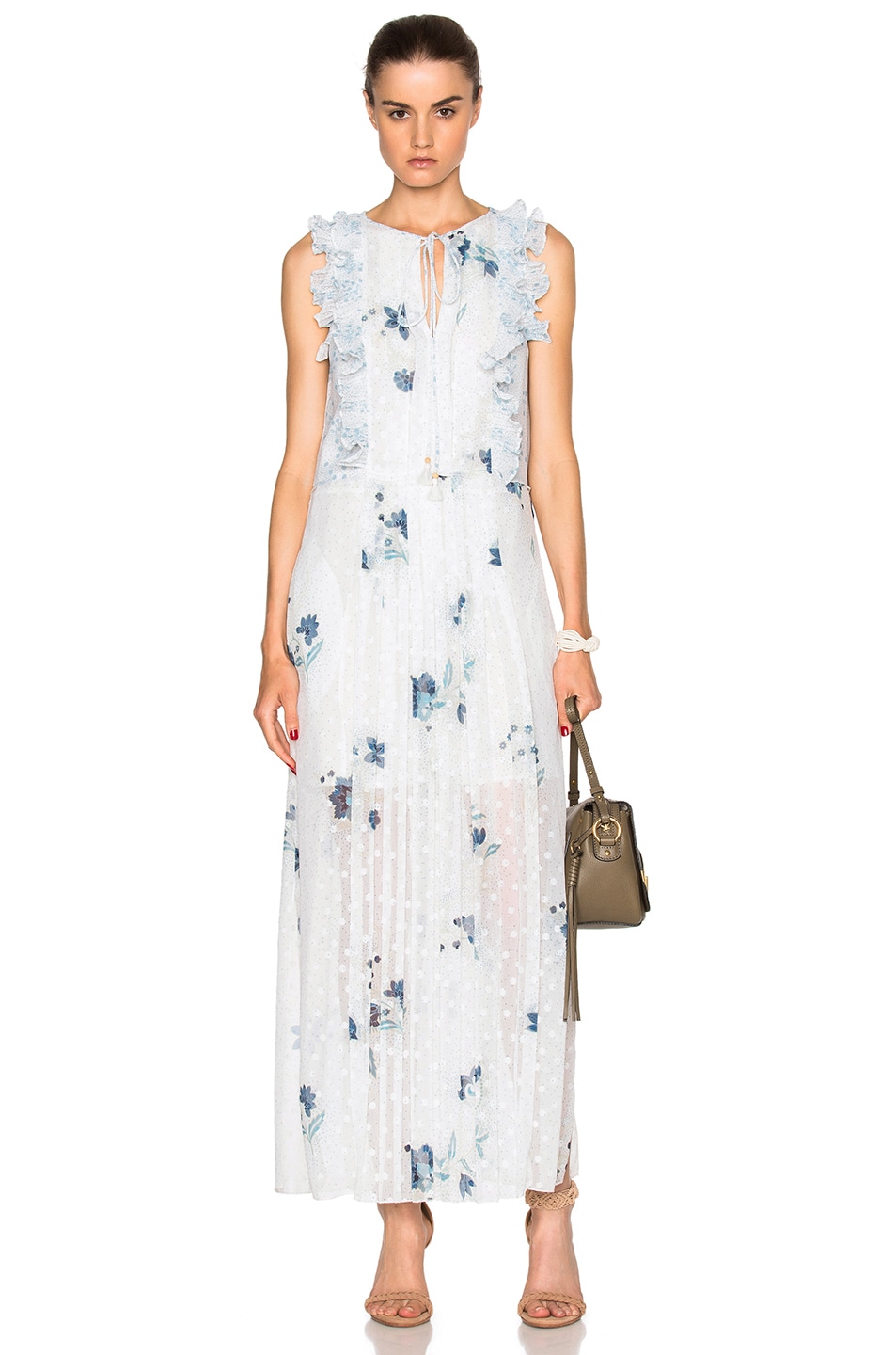 Image 1 of See By Chloe Ruffle Maxi Dress in Off White