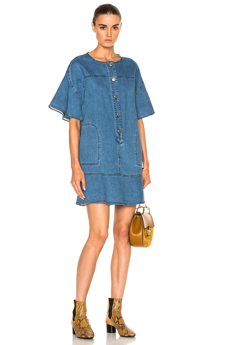 Image 1 of See By Chloe Denim Dress in Washed Indigo