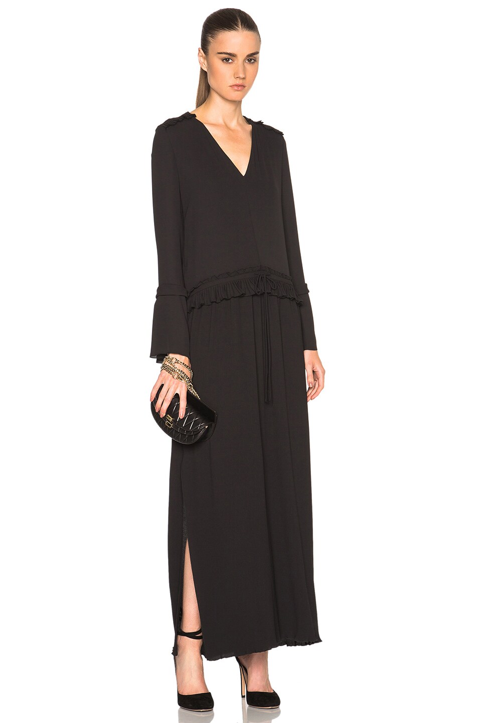 Image 1 of See By Chloe Drawstring Maxi Dress in Black