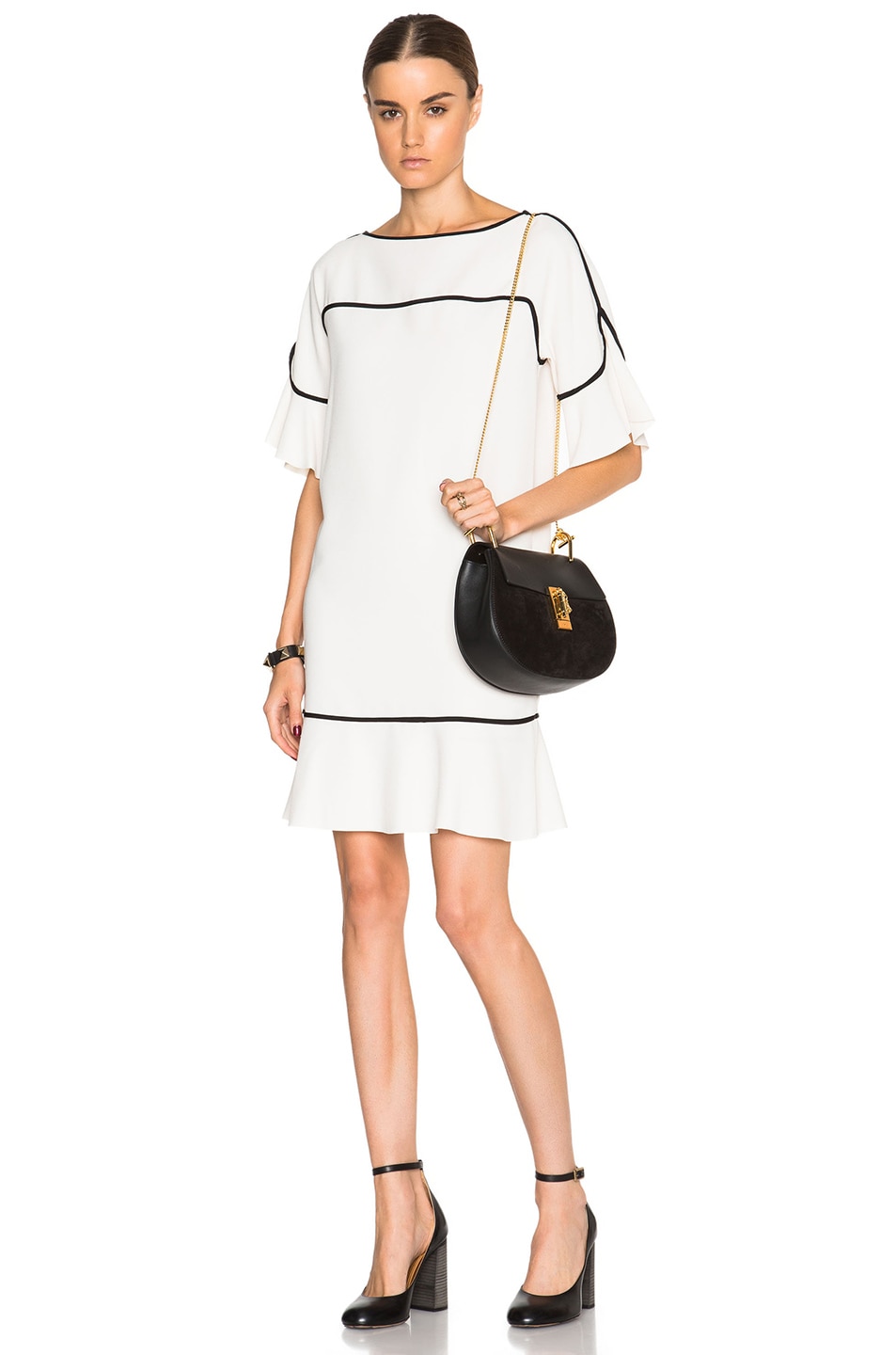 Image 1 of See By Chloe Piping Ruffle Dress in Ivory