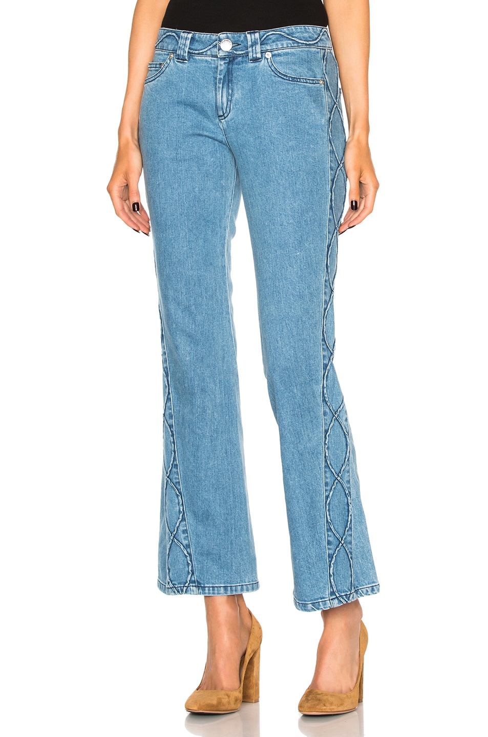 Image 1 of See By Chloe Wide Leg Crop in Stoned Indigo