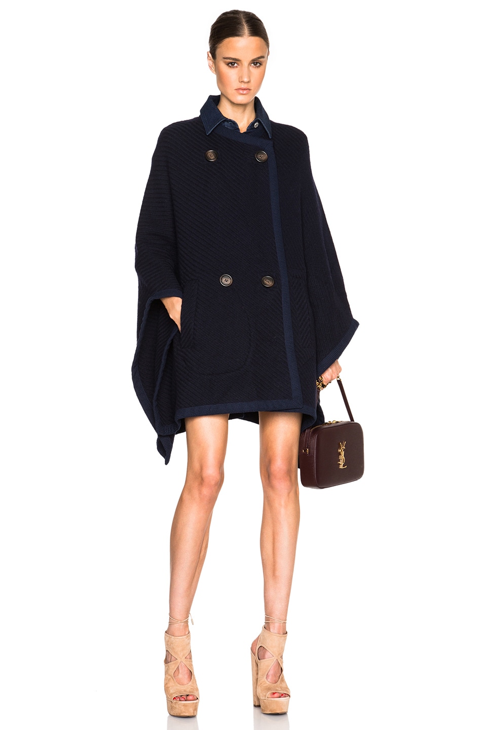 Image 1 of See By Chloe Poncho Coat in Navy
