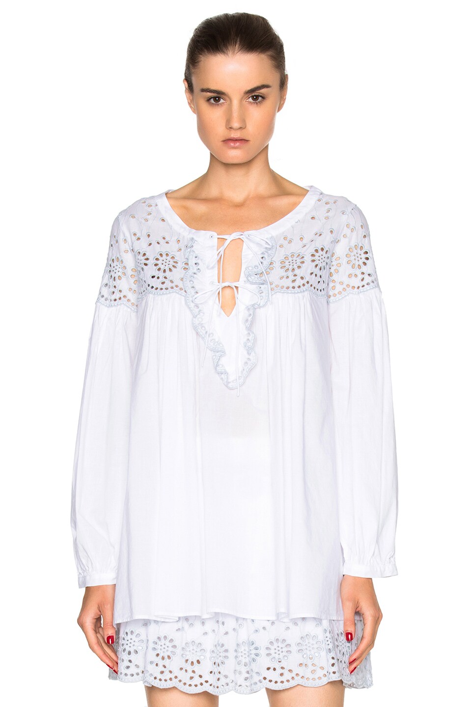 Image 1 of See By Chloe Eyelet Tunic Top in White