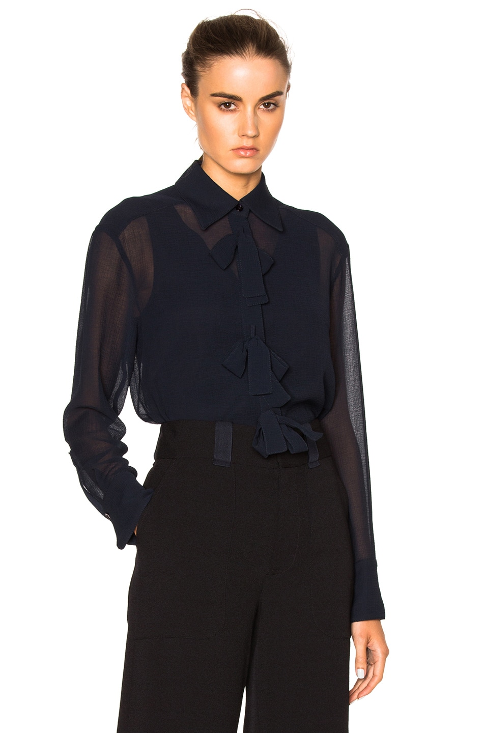 Image 1 of See By Chloe Button Up Tunic Top in Navy