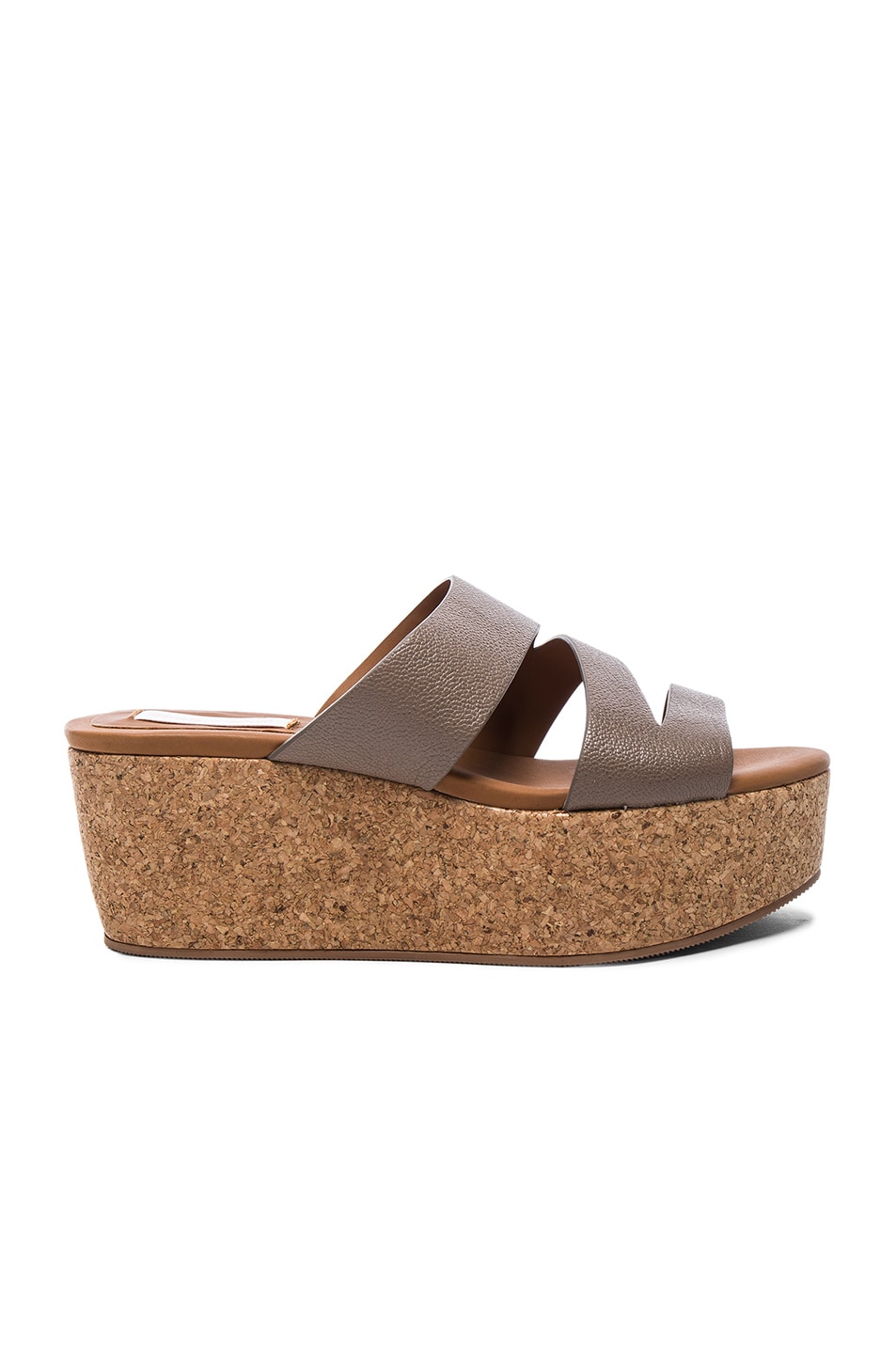 Image 1 of See By Chloe Leather Dania Wedge Sandals in Khaki