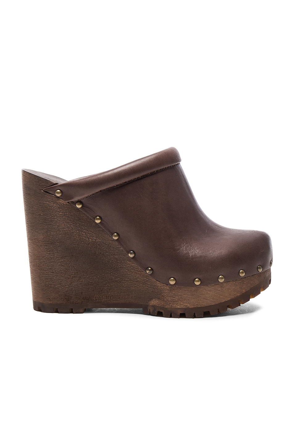 Image 1 of See By Chloe Leather Clive Wedges in Dark Brown