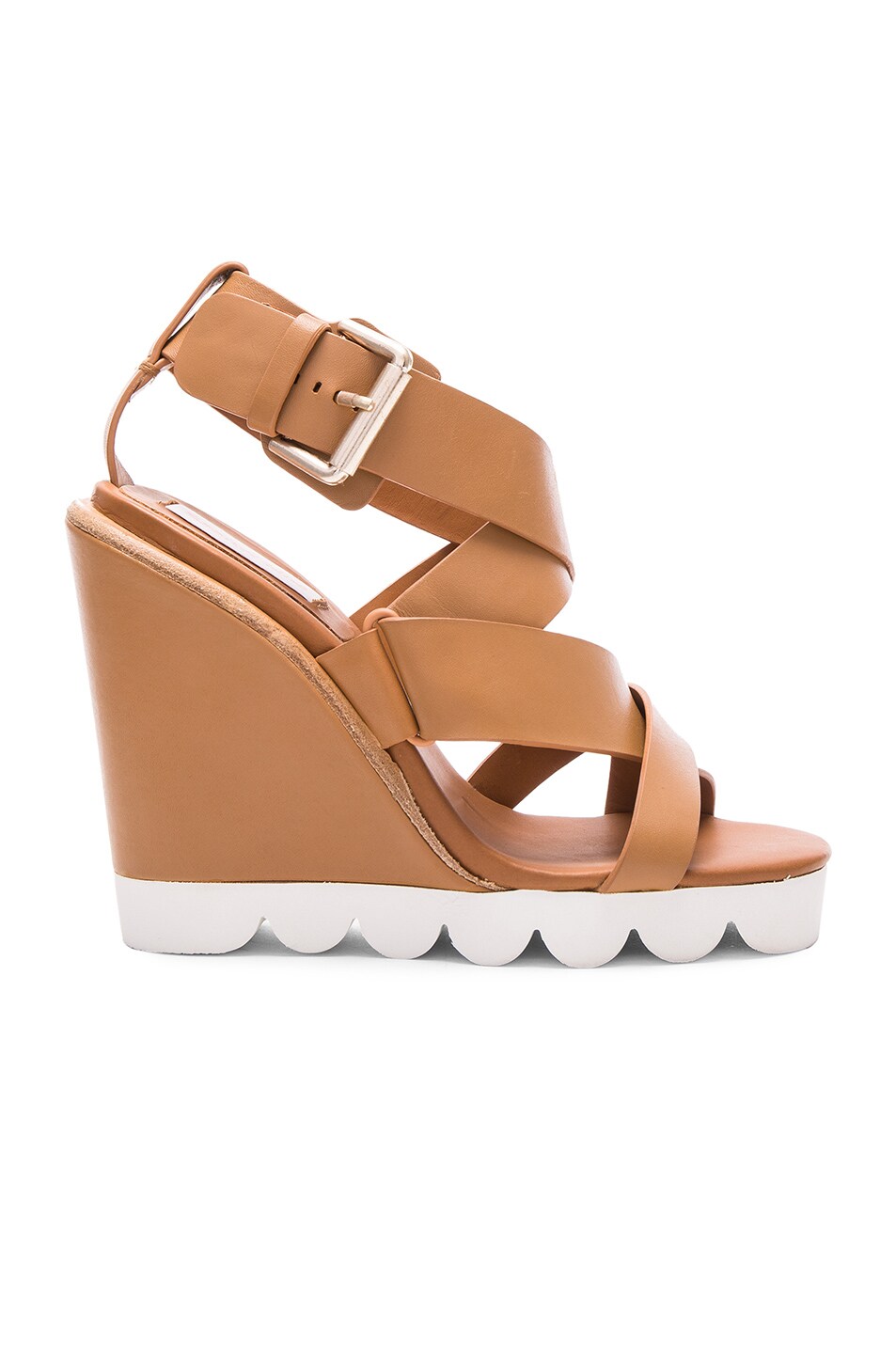 Image 1 of See By Chloe Leather Tiny Wedges in Cognac