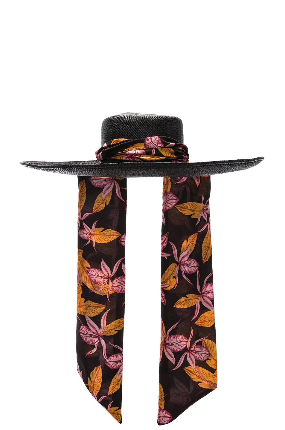 Image 1 of SENSI STUDIO Cordovez Wide Brim Hat in Black & Black Base Orchid