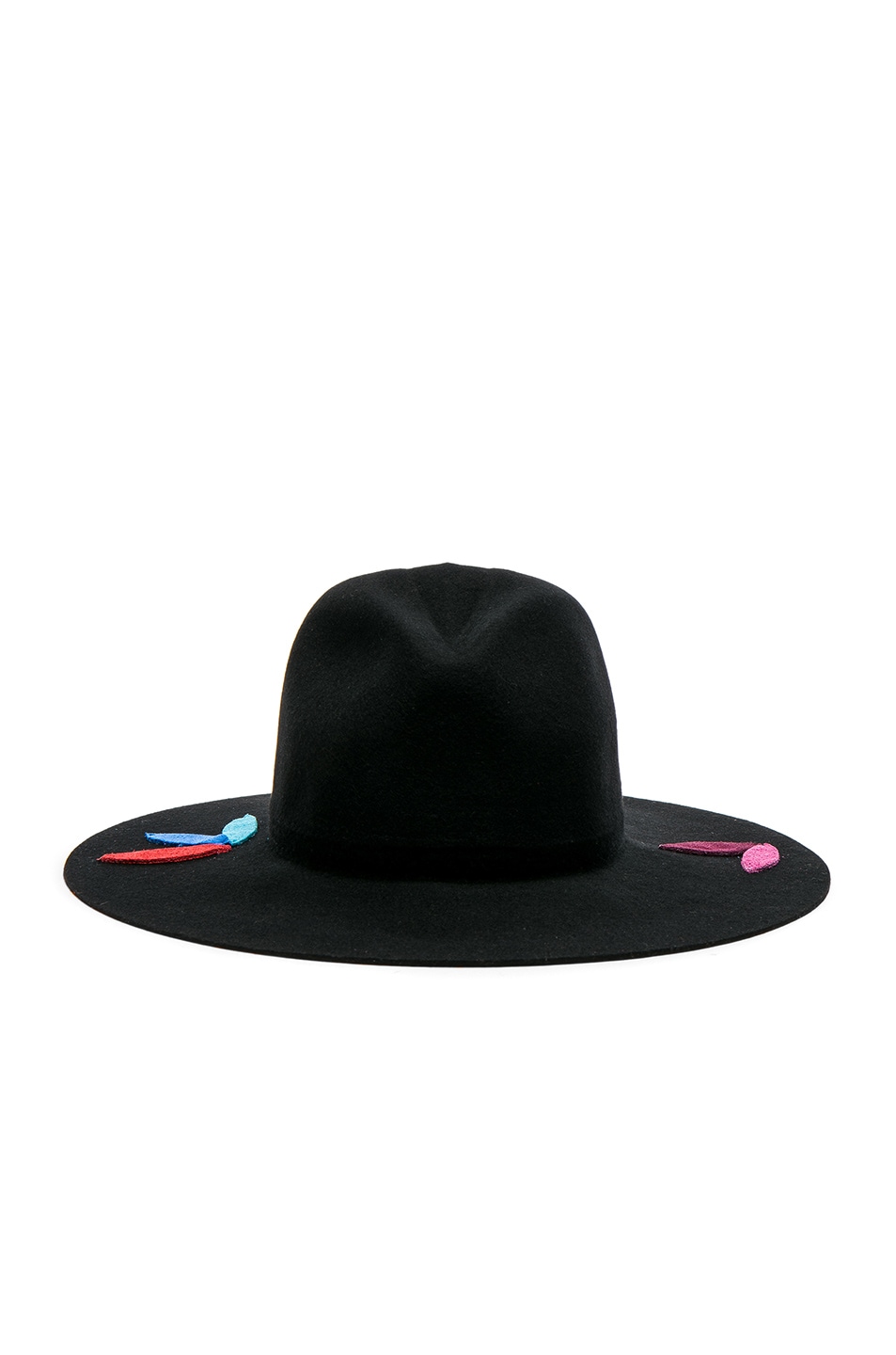 Image 1 of SENSI STUDIO Classic Long Brim Patches Hat in Black