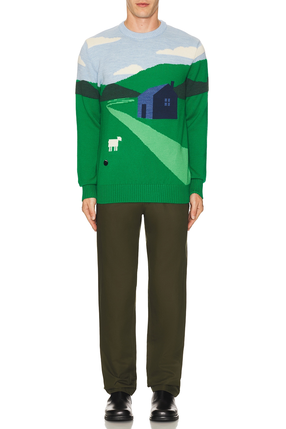 Image 1 of Sheep Inc. The Sheepscape Crewneck Sweater in Bottle Green