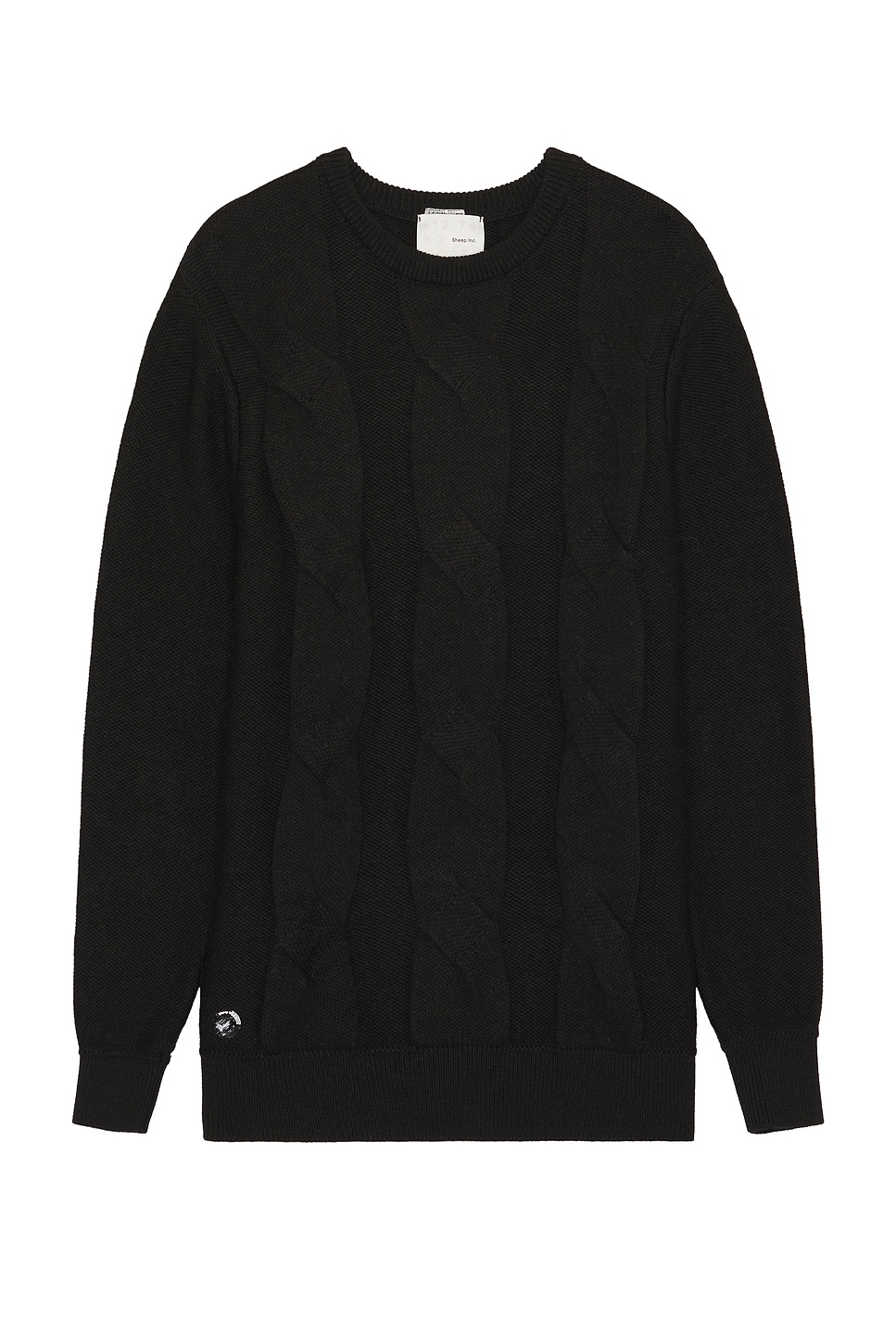 Image 1 of Sheep Inc. The Cable Crewneck Sweater in Anthracite Black