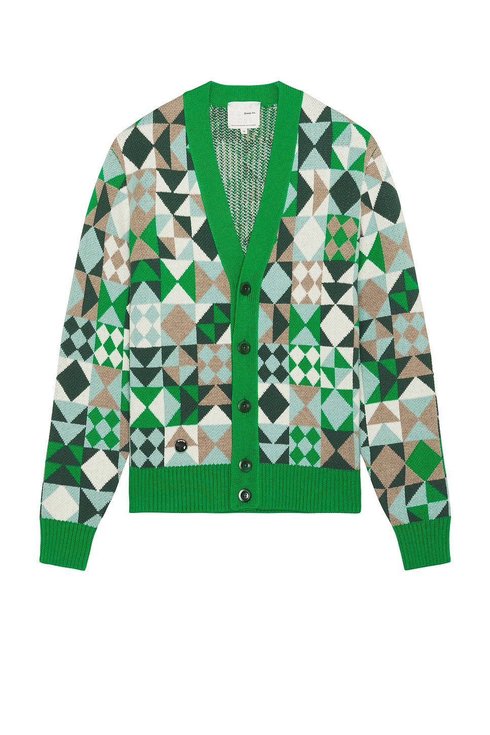 Image 1 of Sheep Inc. The Patchwork Cardigan in Bottle Green