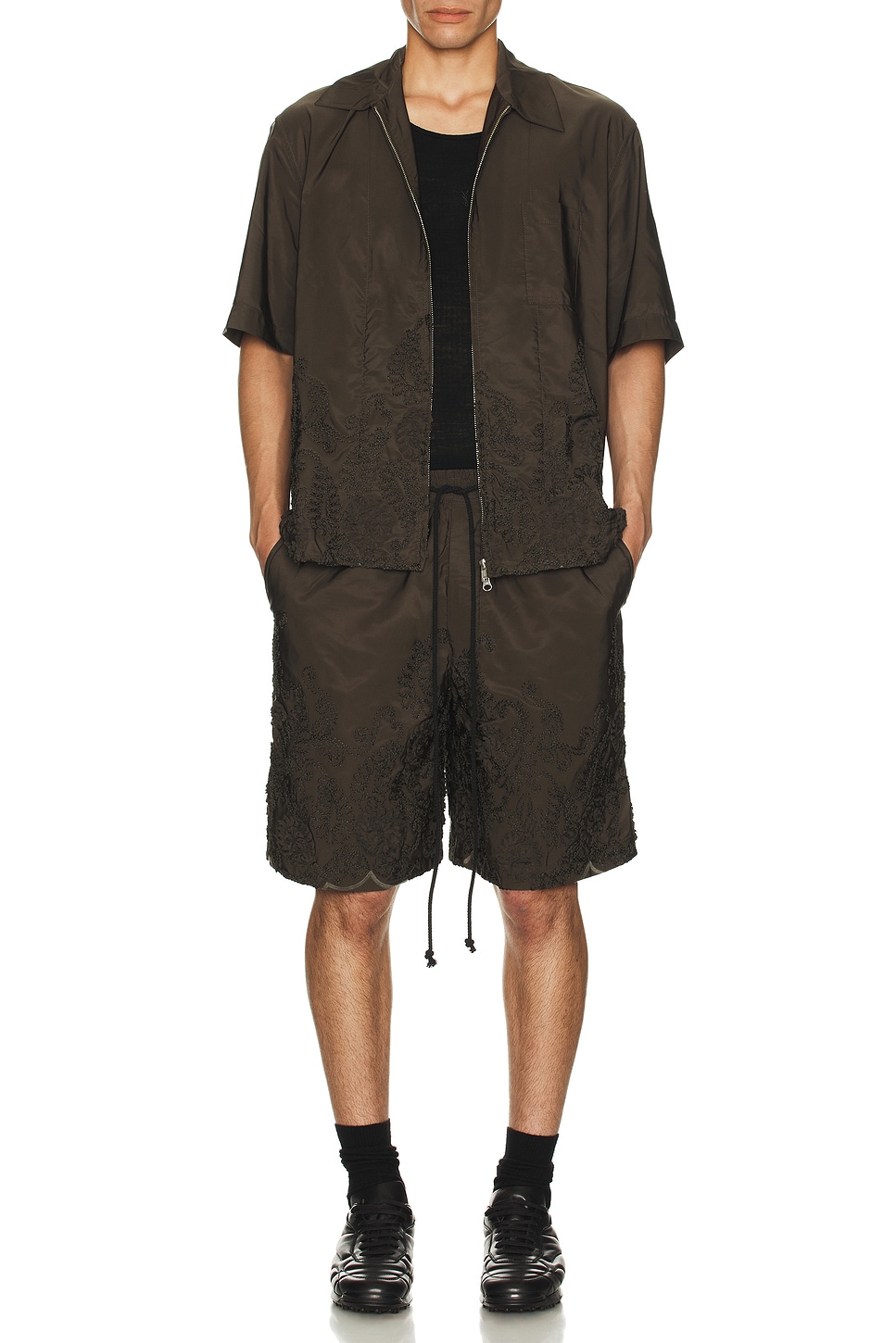 Image 1 of Song for the Mute Elasticated Shorts in Deep Green