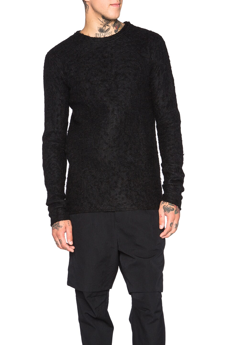 Image 1 of Song for the Mute Wool Boucle Pullover in Black