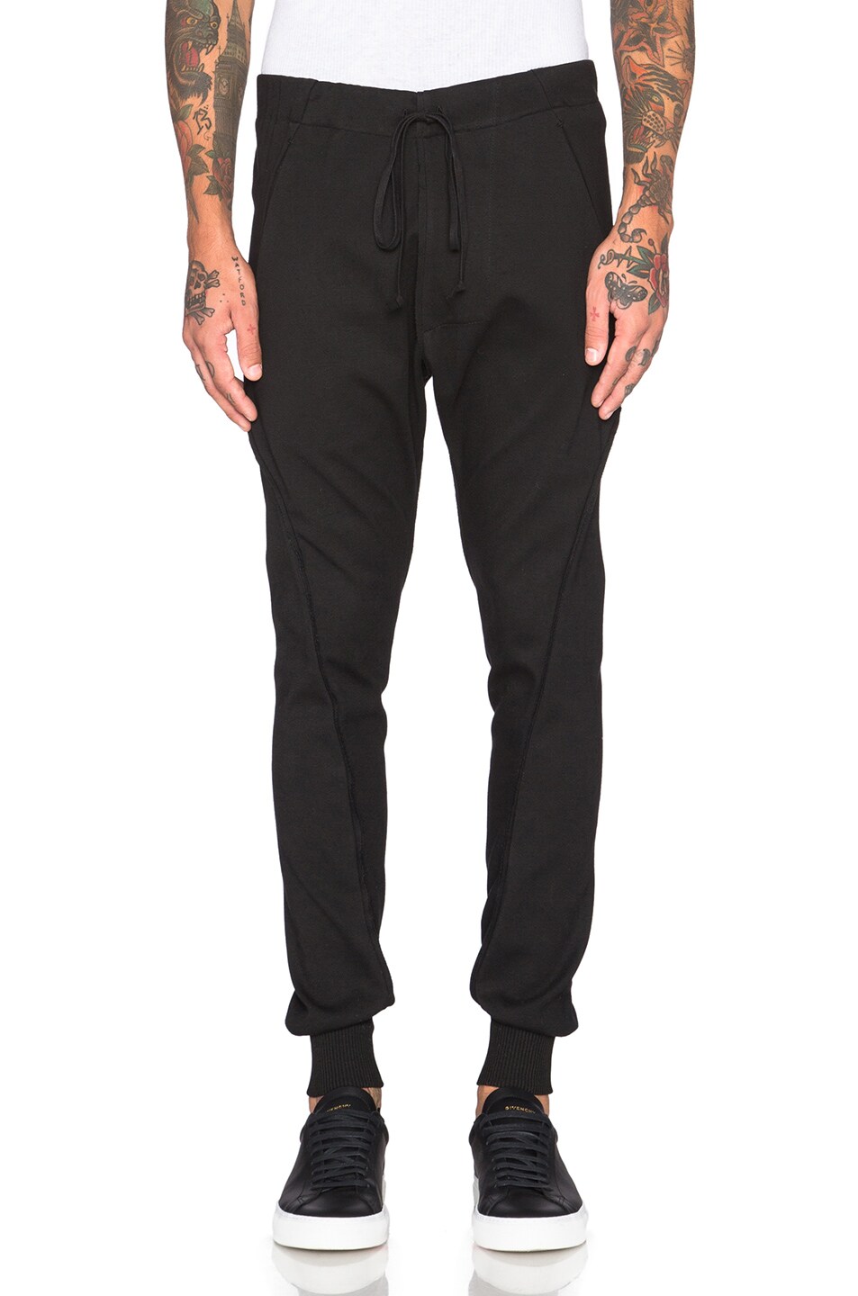 Image 1 of Song for the Mute Cotton Neoprene Slim Track Pants in Black