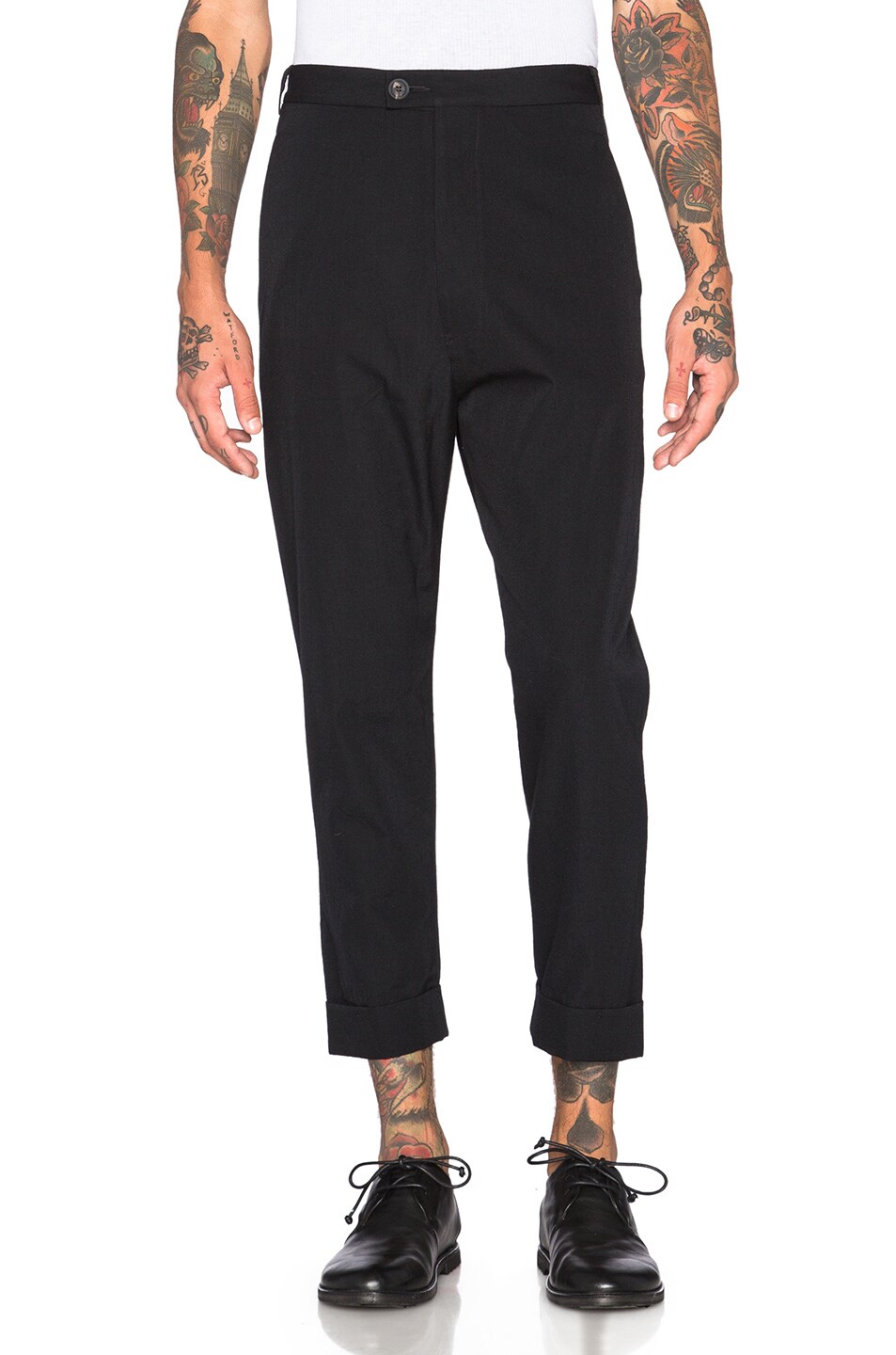 Image 1 of Song for the Mute High Waisted Cropped Gabardine Trousers in Black