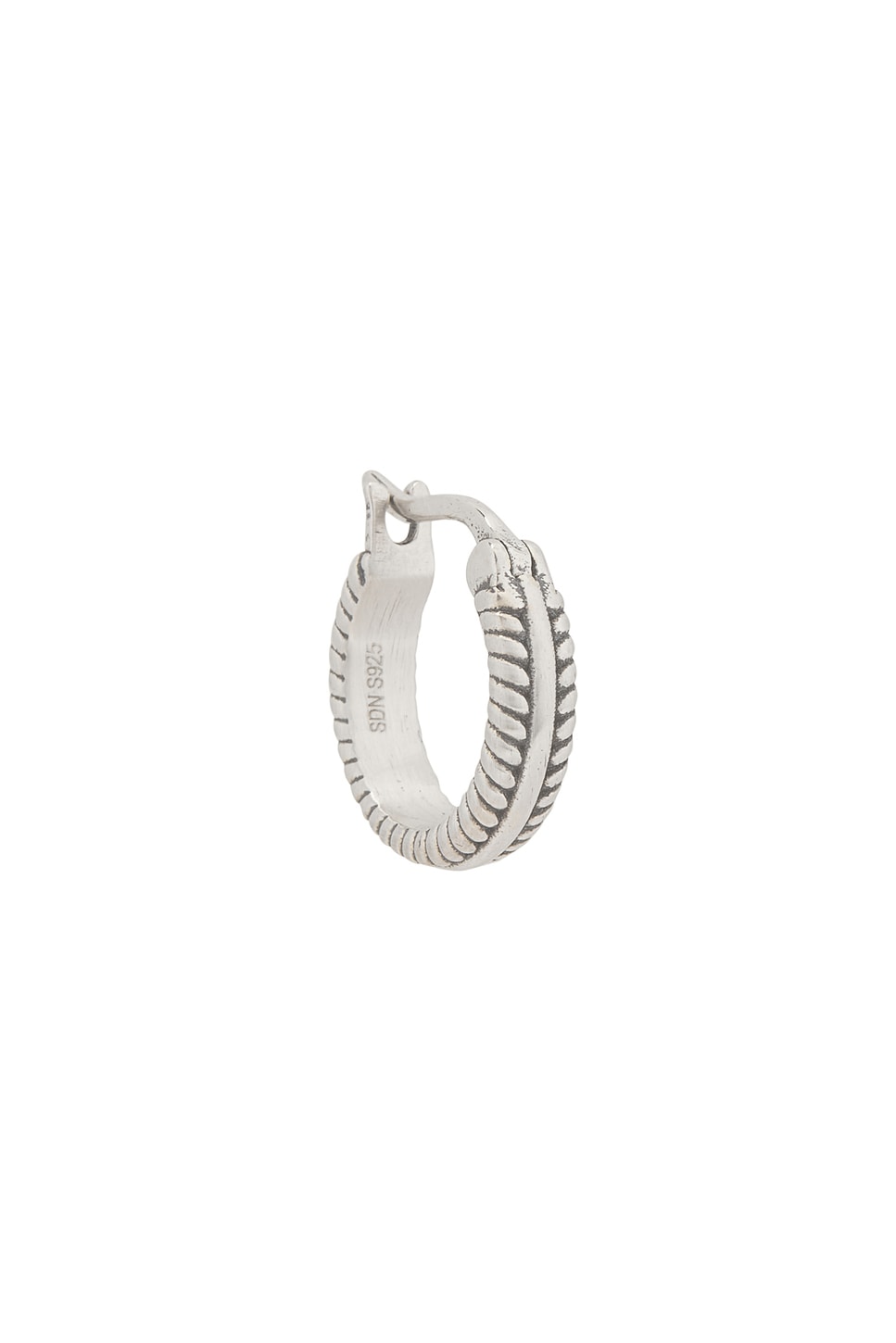 Cable Hoop Earring in Metallic Silver