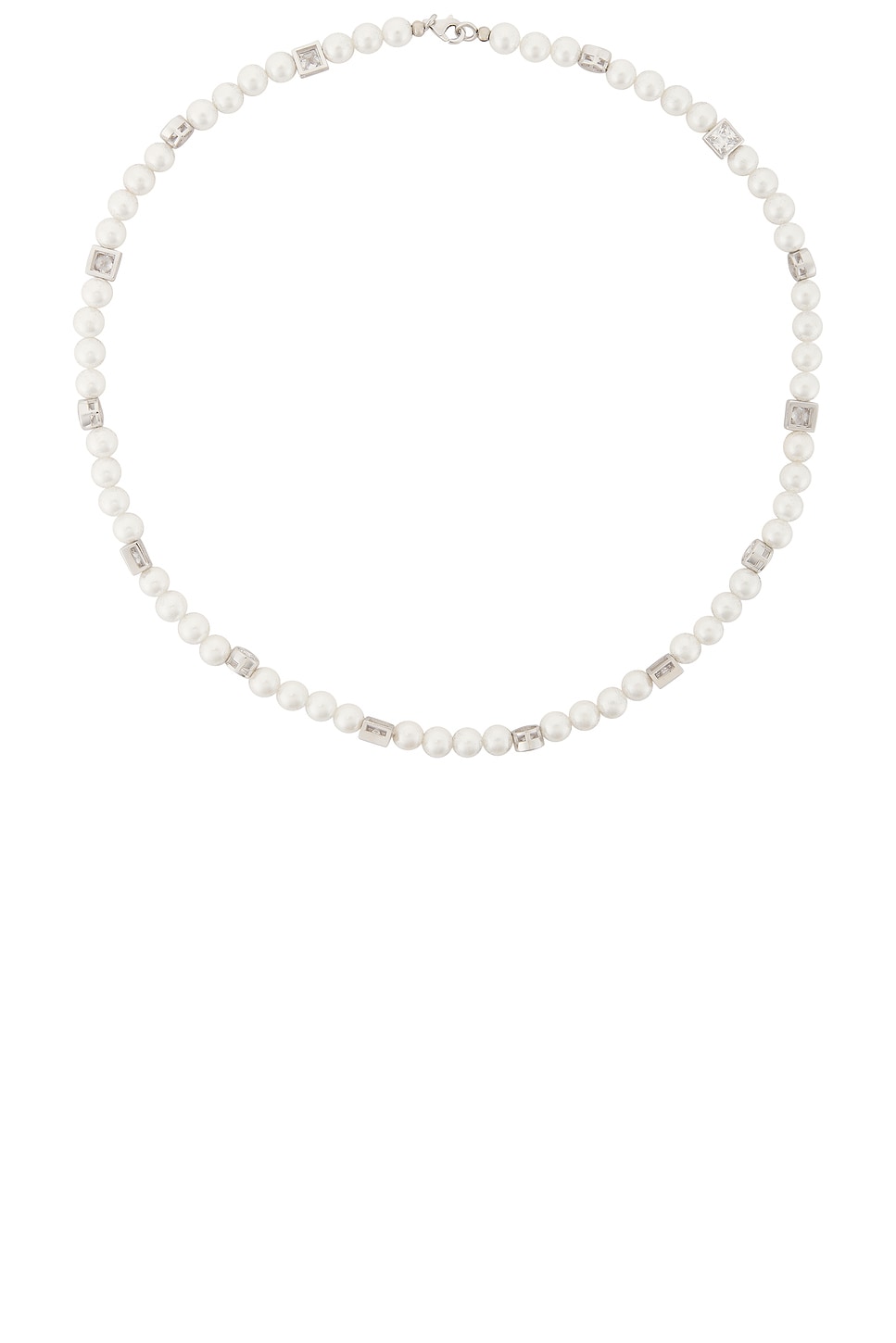 Regal Pearl Necklace in Metallic Silver