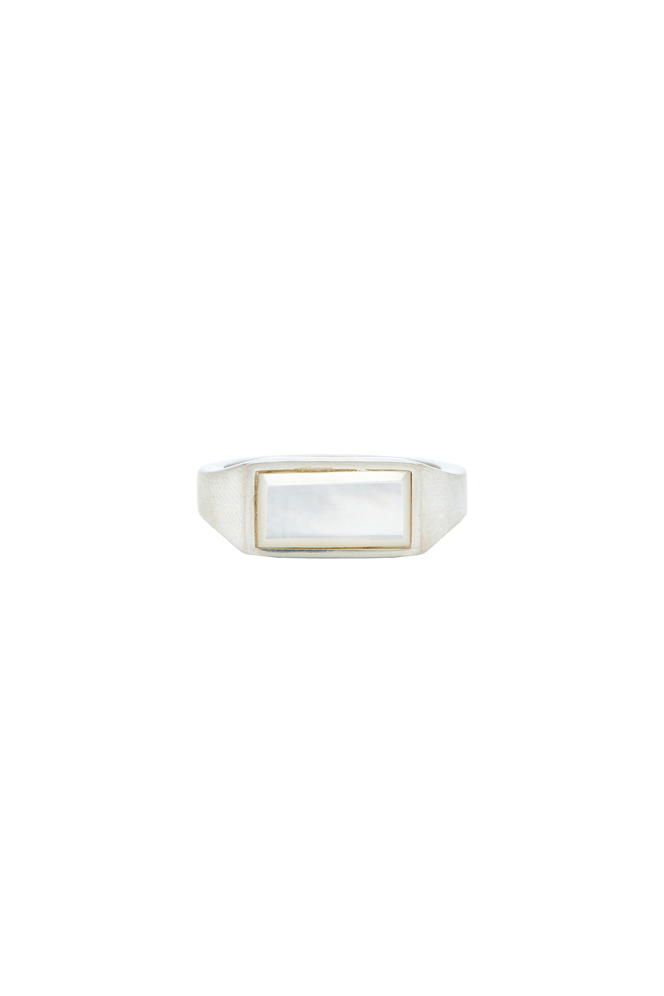Mother Of Pearl Rectangle Ring in Metallic Silver