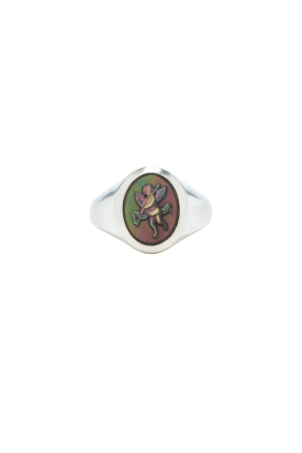Cherub Cameo Ring in Metallic Silver