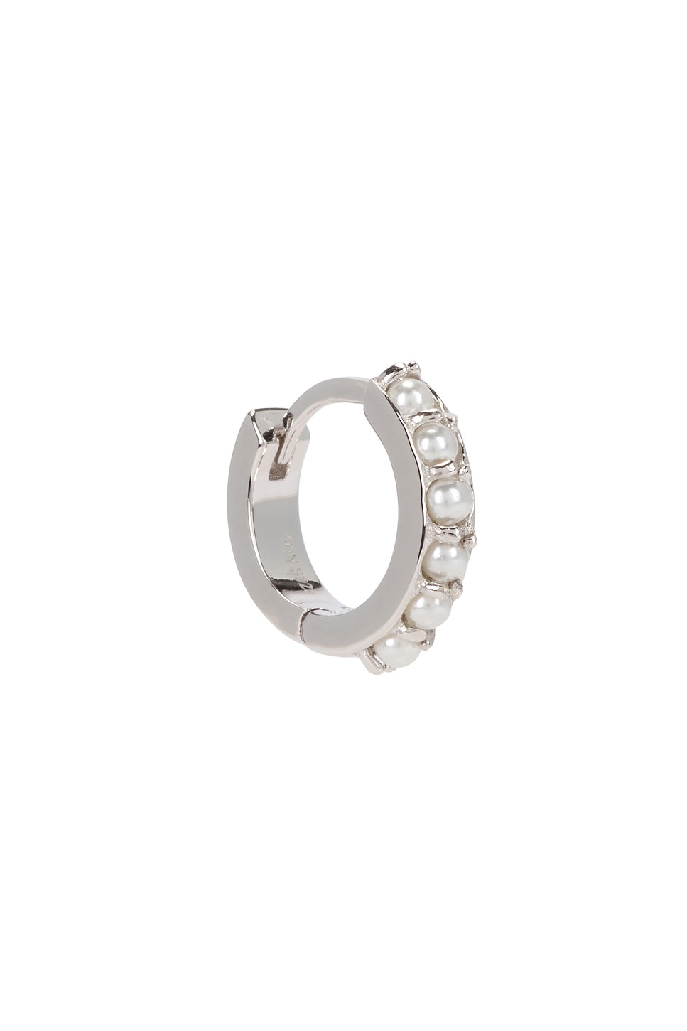 Pearl Hoop Earring in Metallic Silver
