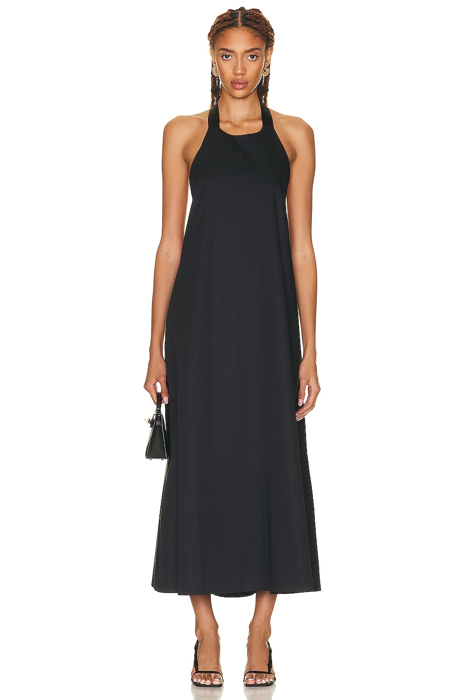 St. Agni Ring Detail Halter Dress in Black | FWRD