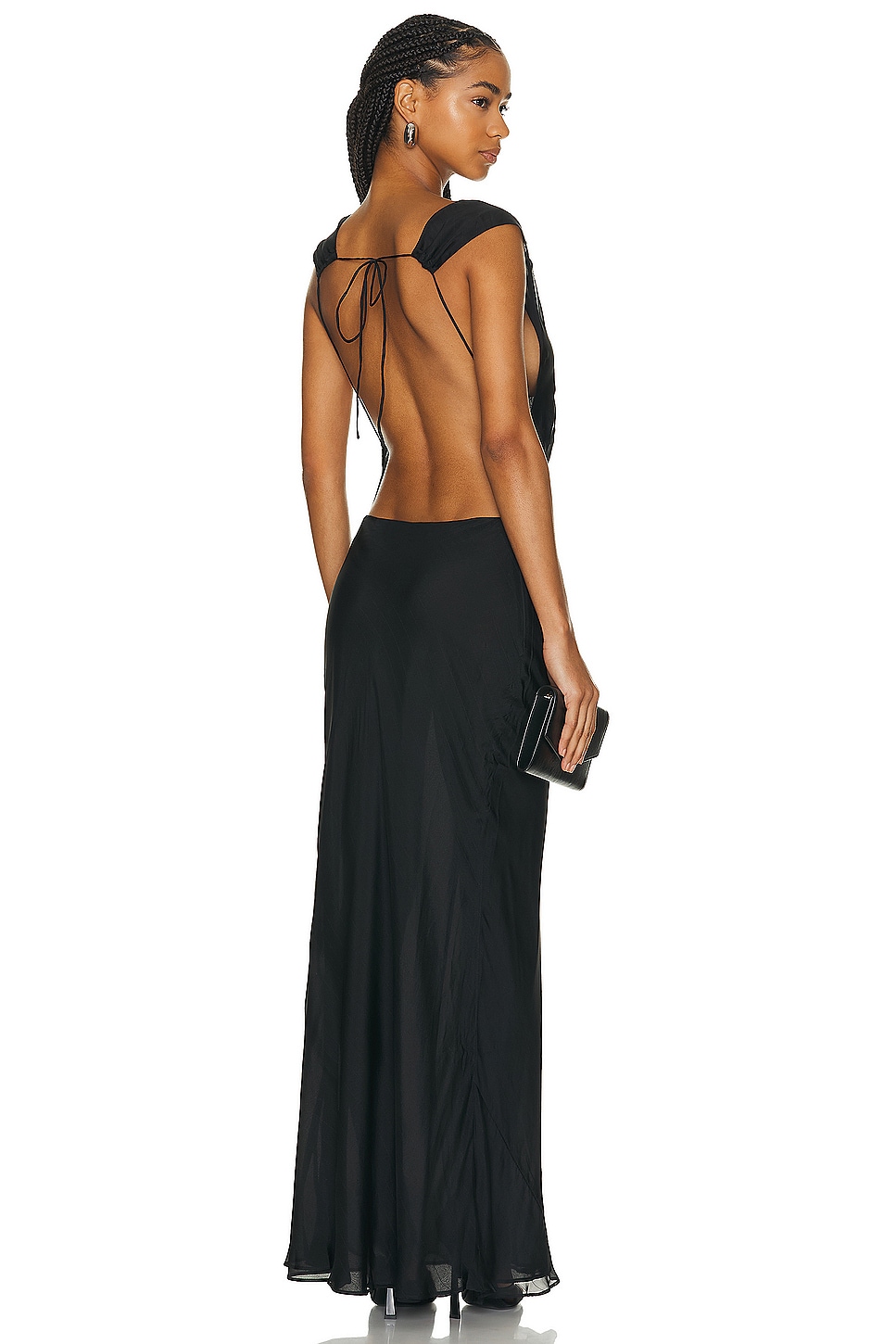 Image 1 of St. Agni Pinstripe Silk Maxi Dress in Black