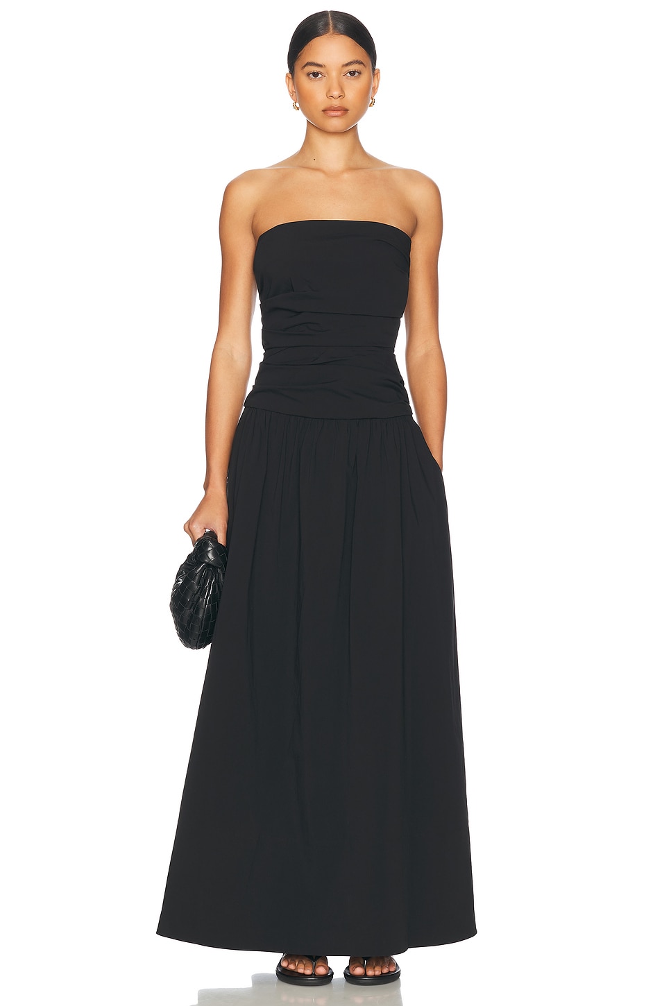 Gathered Strapless Dress in Black