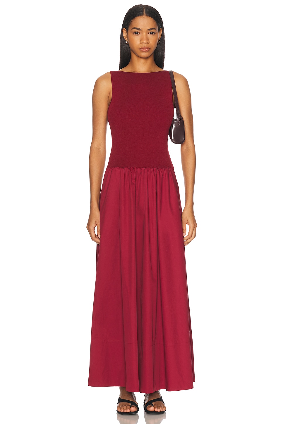 Bateau Cut Out Dress in Red