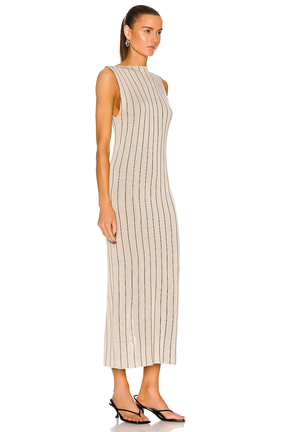 St Agni Jacquard Stripe Knit Dress in Ecru FWRD