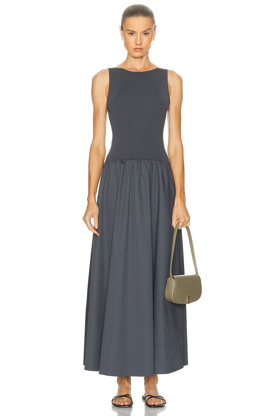 St Agni Bateau Cut Out Dress Graphite In Gray