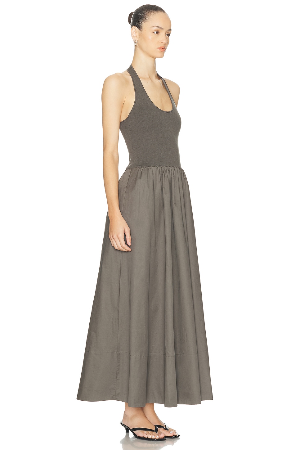 St Agni Gathered Halter Maxi Dress In Green