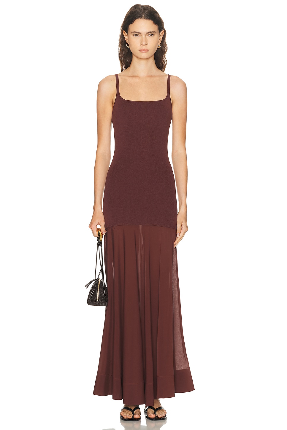 Image 1 of St. Agni Sheer Silk Circle Hem Dress in Liqueur