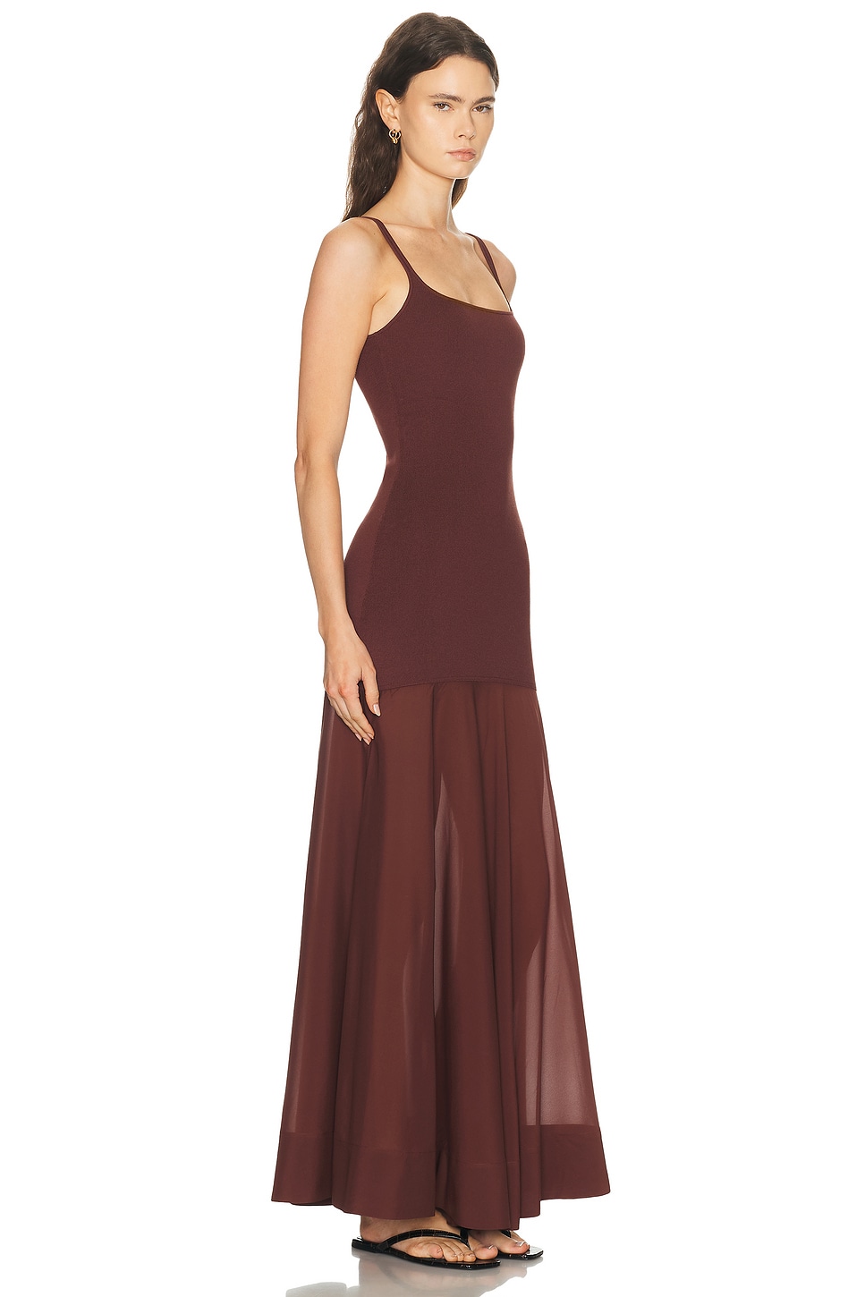 St Agni Circle Hem Silk-blend Maxi Dress In Brown