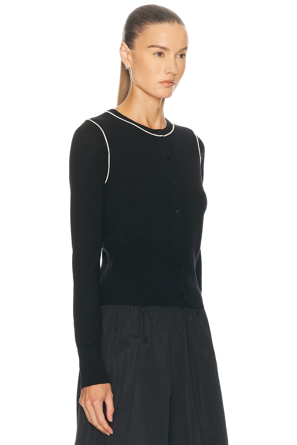 St Agni Wool Fine Line Cardigan In Black