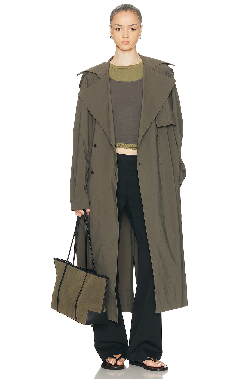 Image 1 of St. Agni Relaxed Trench Coat in Khaki