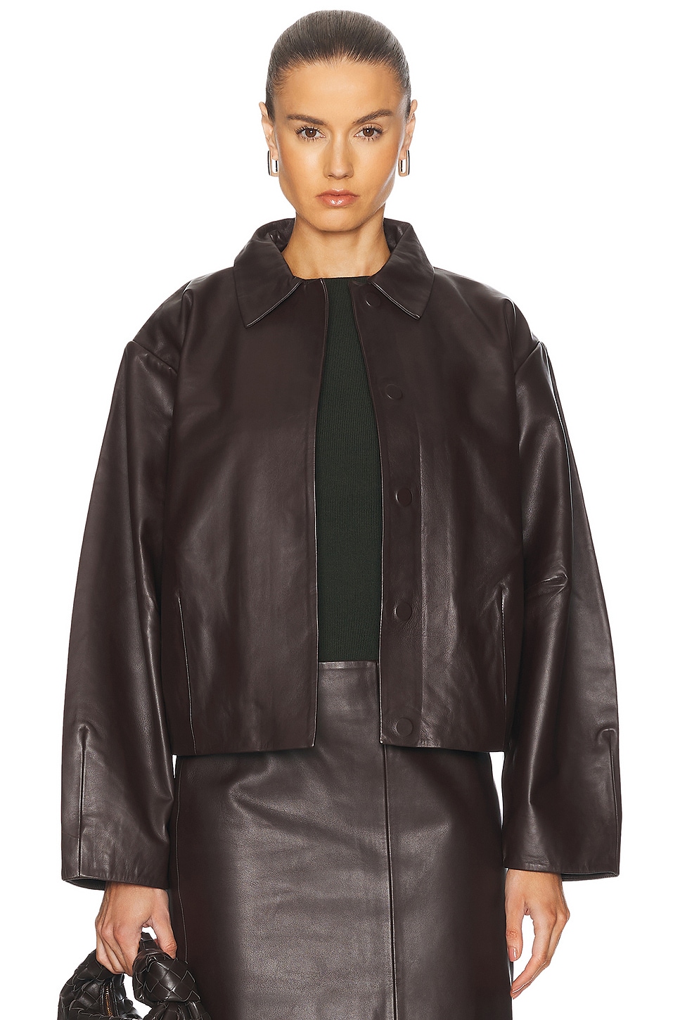 Image 1 of St. Agni Cocoon Leather Jacket in Chocolate